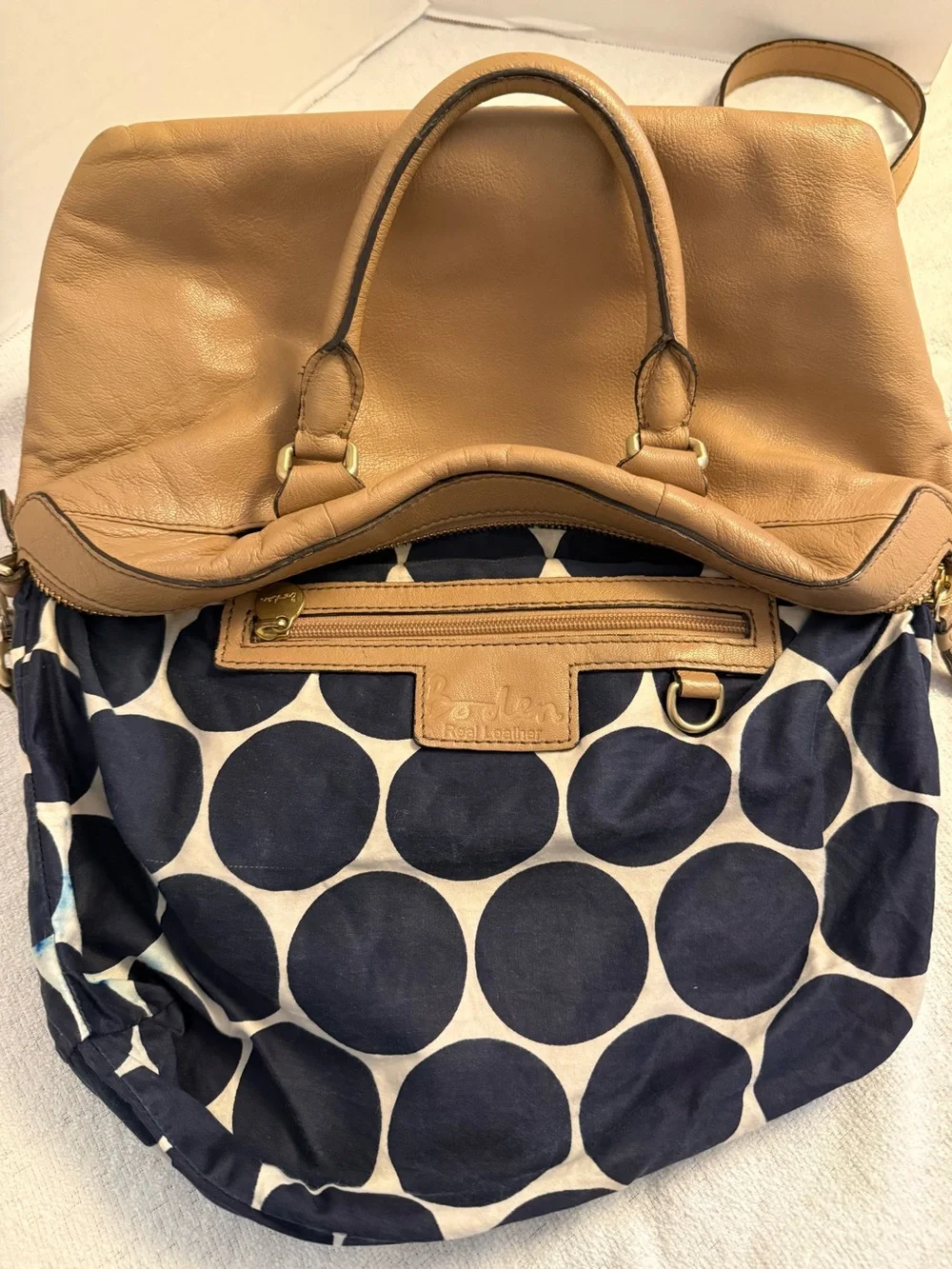 Boden Tan Leather Crossbody Satchel Bag – Soft Pebbled Leather